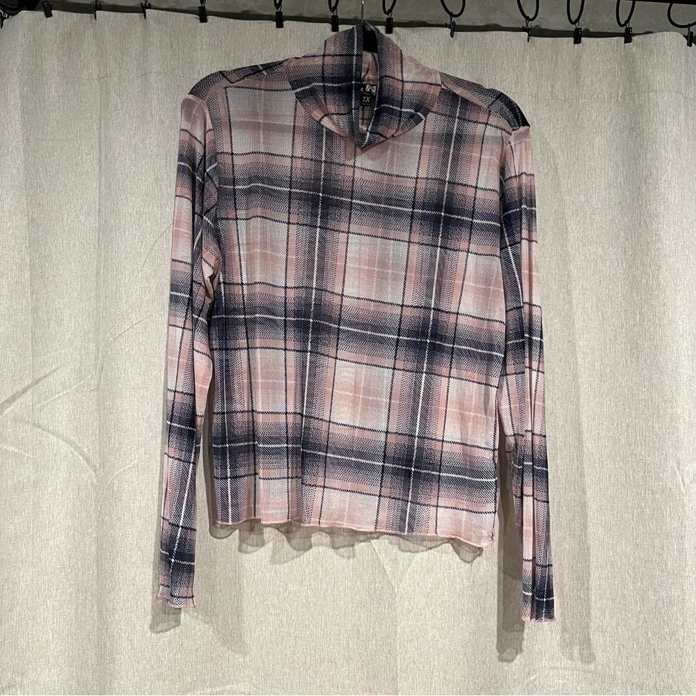Sheer plaid print top